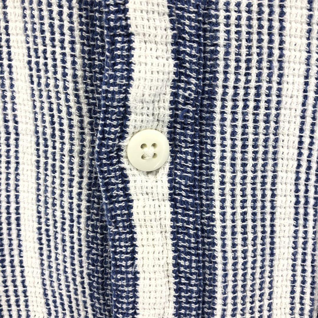 80'S LLBean short sleeve cotton striped shirt, men's size L cotton white type Vintage Second Hand