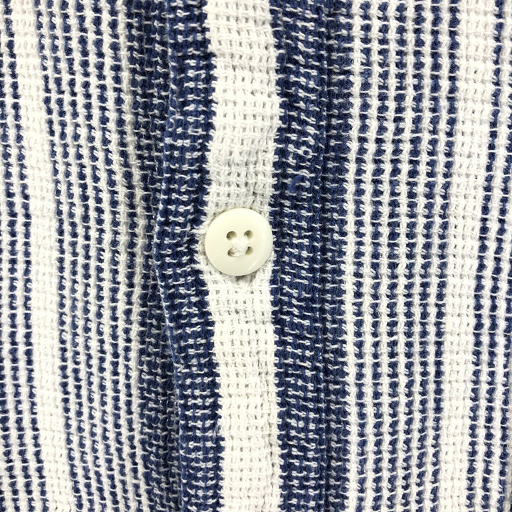 80'S LLBean short sleeve cotton striped shirt, men's size L cotton white type Vintage Second Hand
