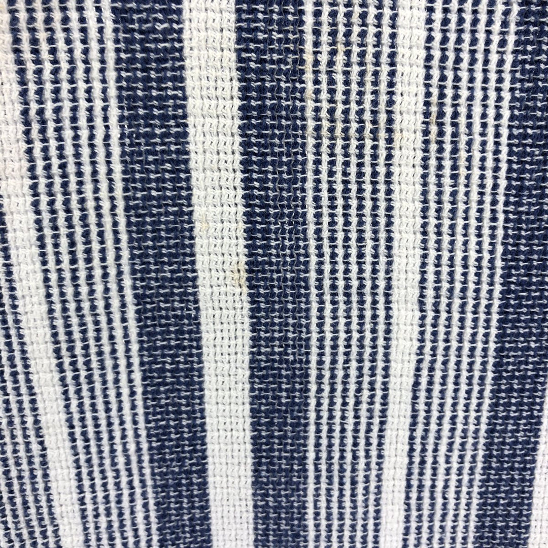 80'S LLBean short sleeve cotton striped shirt, men's size L cotton white type Vintage Second Hand