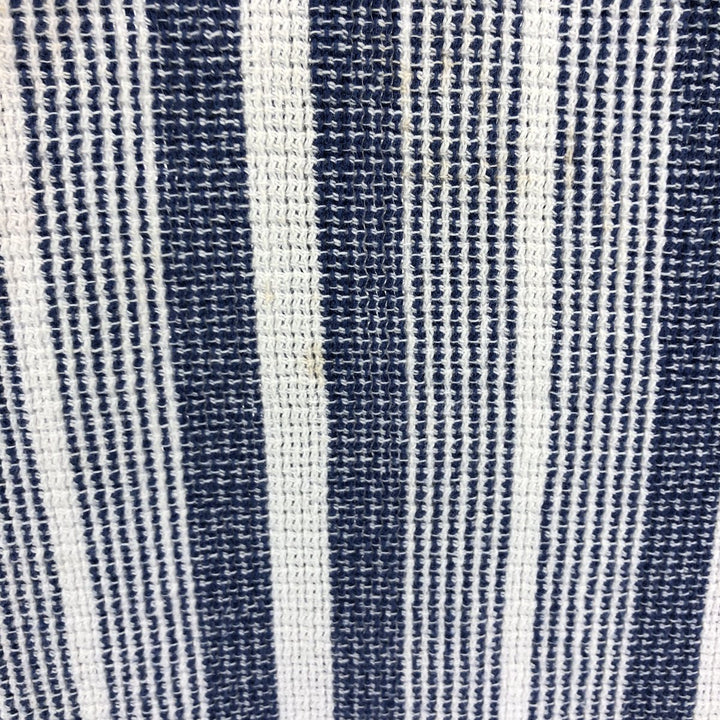 80'S LLBean short sleeve cotton striped shirt, men's size L cotton white type Vintage Second Hand