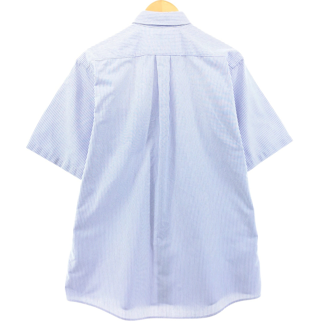90s~00'S LLBean short sleeve button down striped shirt, men's size M cotton Purple type blue-purple Vintage Second Hand