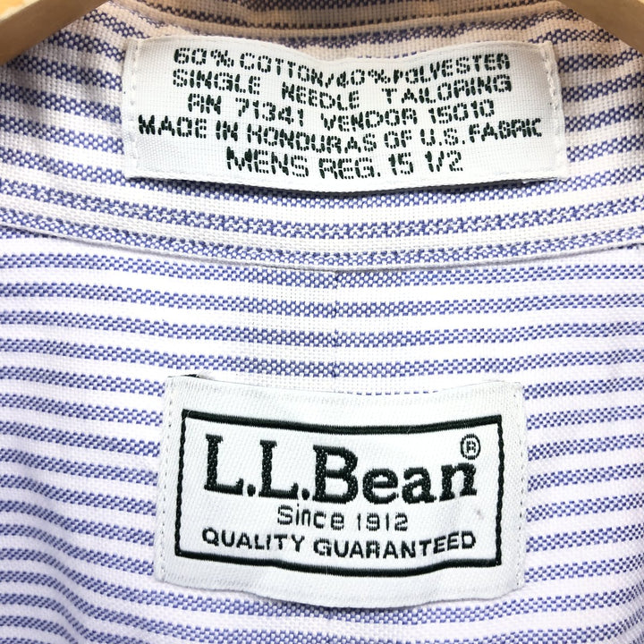 90s~00'S LLBean short sleeve button down striped shirt, men's size M cotton Purple type blue-purple Vintage Second Hand