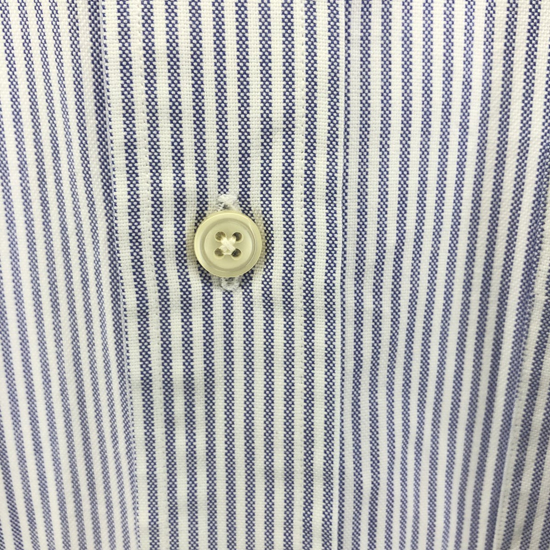 90s~00'S LLBean short sleeve button down striped shirt, men's size M cotton Purple type blue-purple Vintage Second Hand