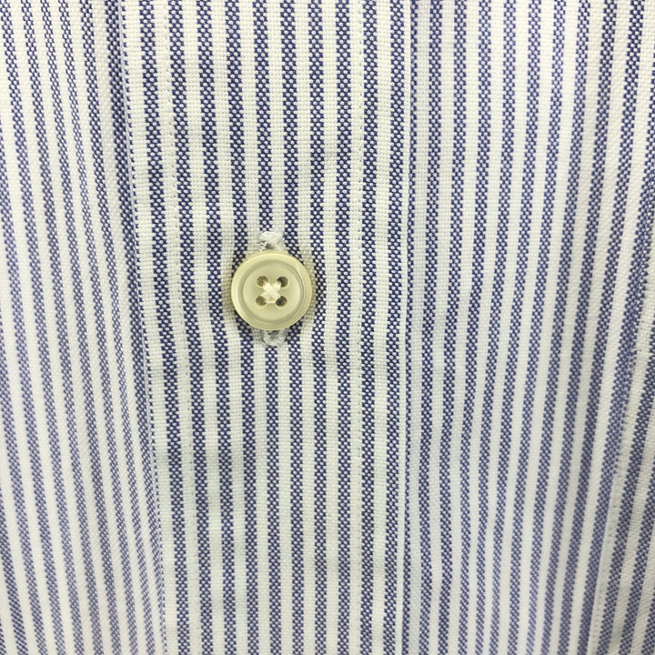 90s~00'S LLBean short sleeve button down striped shirt, men's size M cotton Purple type blue-purple Vintage Second Hand