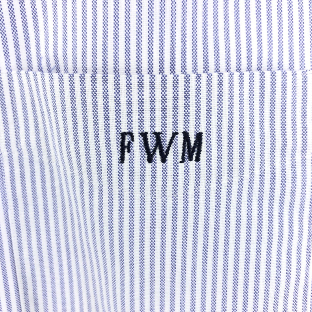 90s~00'S LLBean short sleeve button down striped shirt, men's size M cotton Purple type blue-purple Vintage Second Hand