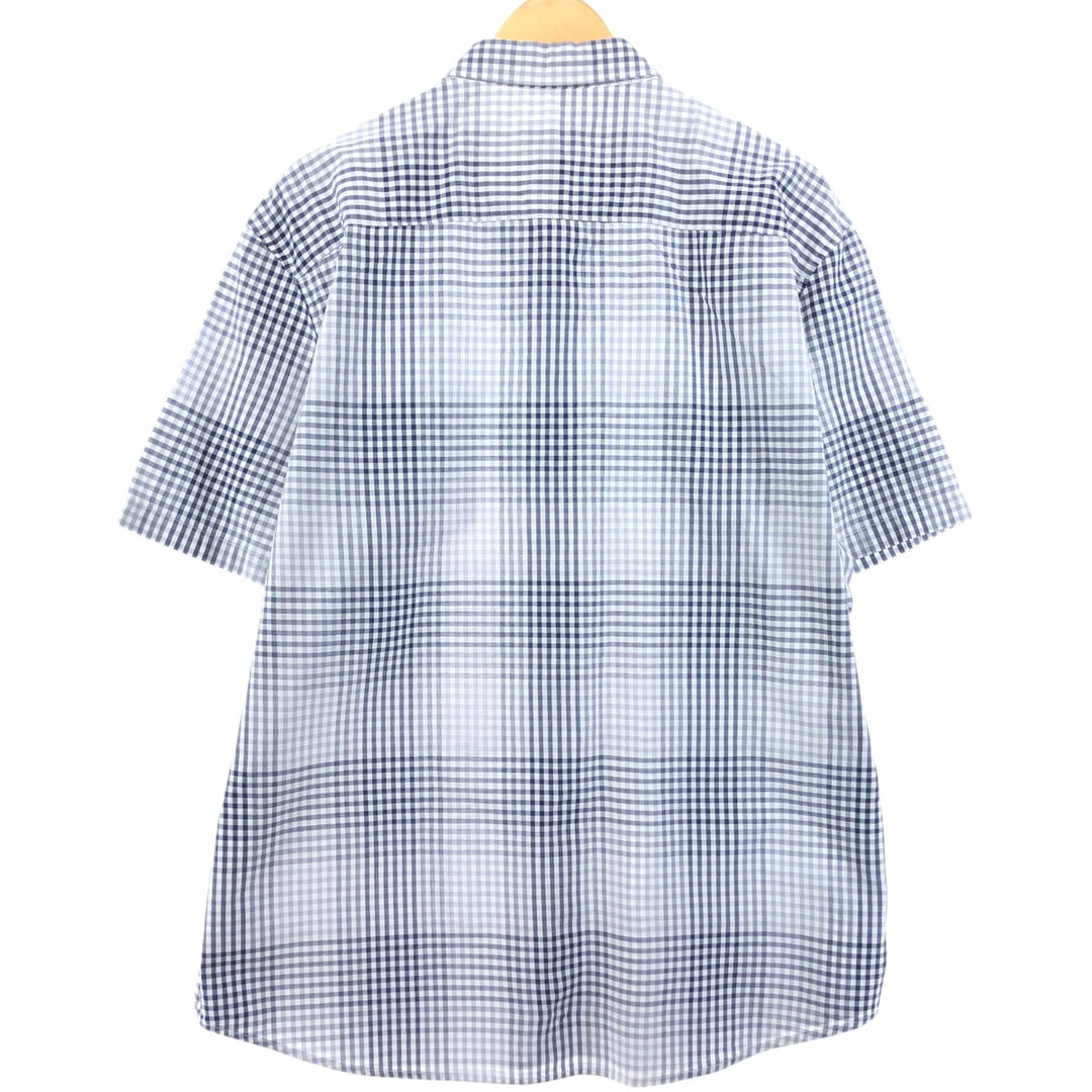 90s~00'S Calvin Klein short sleeve cotton check shirt, men's XL size cotton black type Vintage Second Hand
