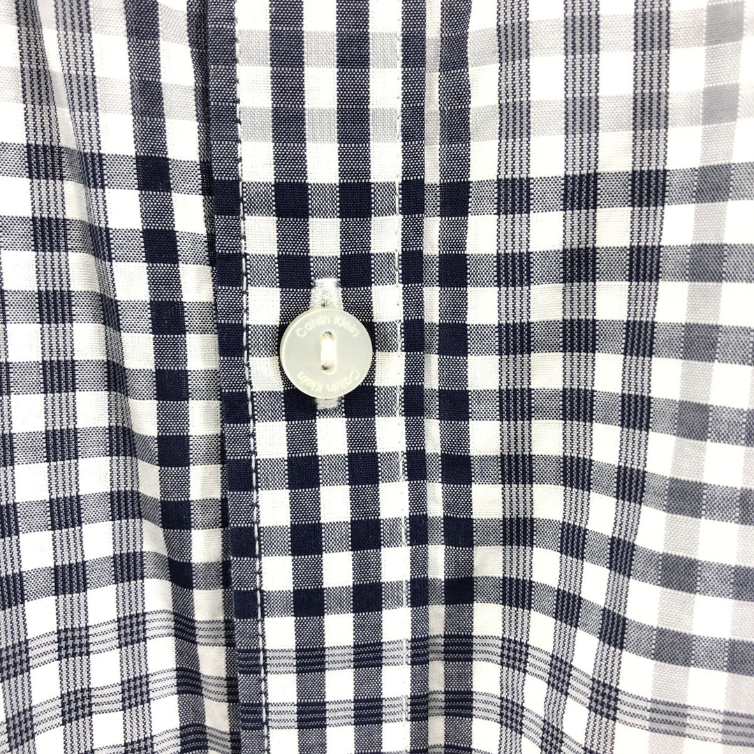 90s~00'S Calvin Klein short sleeve cotton check shirt, men's XL size cotton black type Vintage Second Hand
