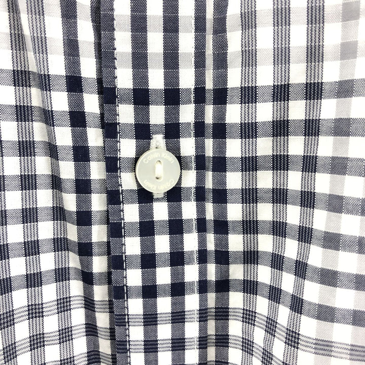 90s~00'S Calvin Klein short sleeve cotton check shirt, men's XL size cotton black type Vintage Second Hand
