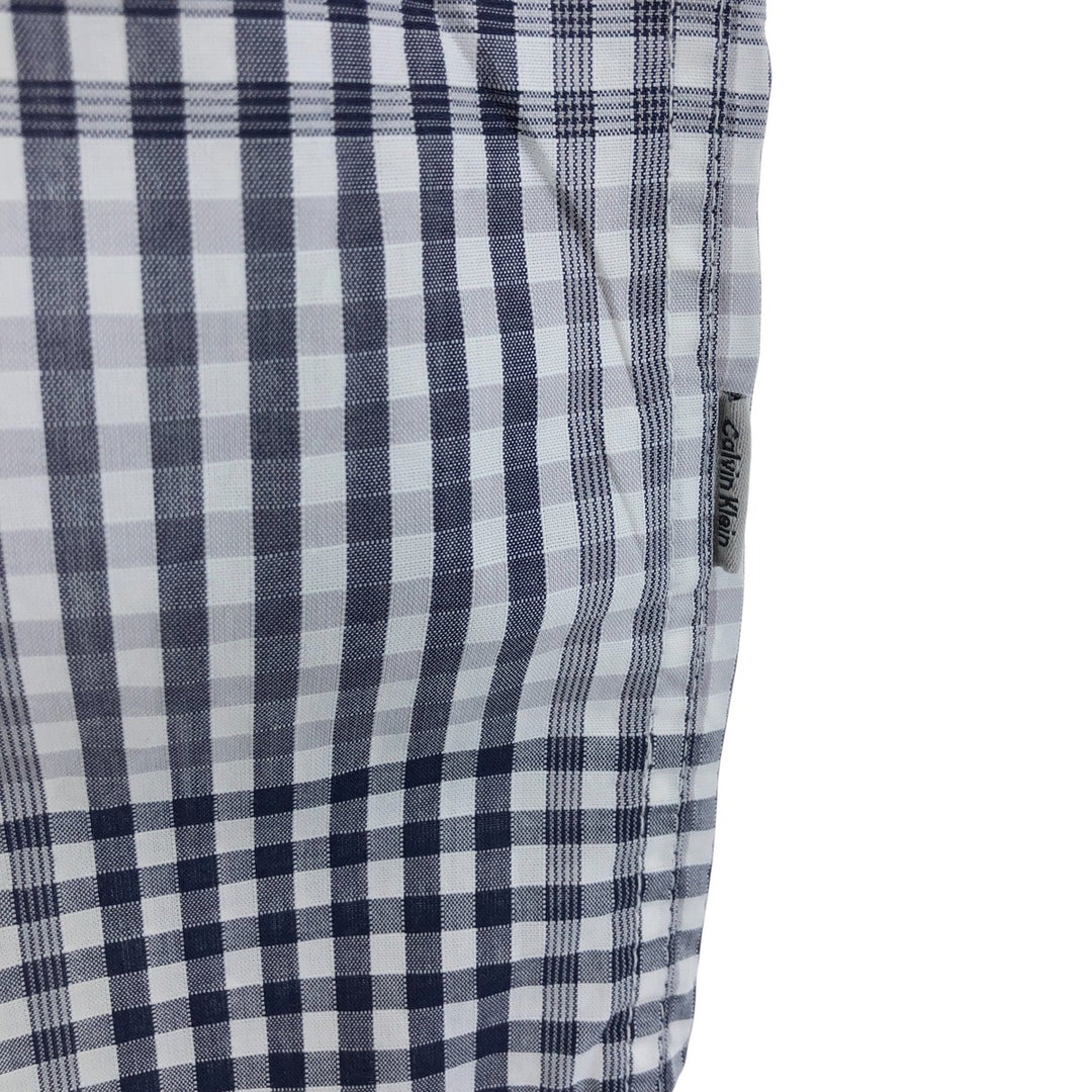 90s~00'S Calvin Klein short sleeve cotton check shirt, men's XL size cotton black type Vintage Second Hand