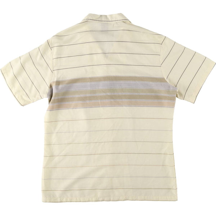 80'S Kennington Border Pattern Short Sleeve Open Collar Poly x Rayon Shirt Box Shirt Men's M Size Vintage polyester Beige type Vintage Second Hand