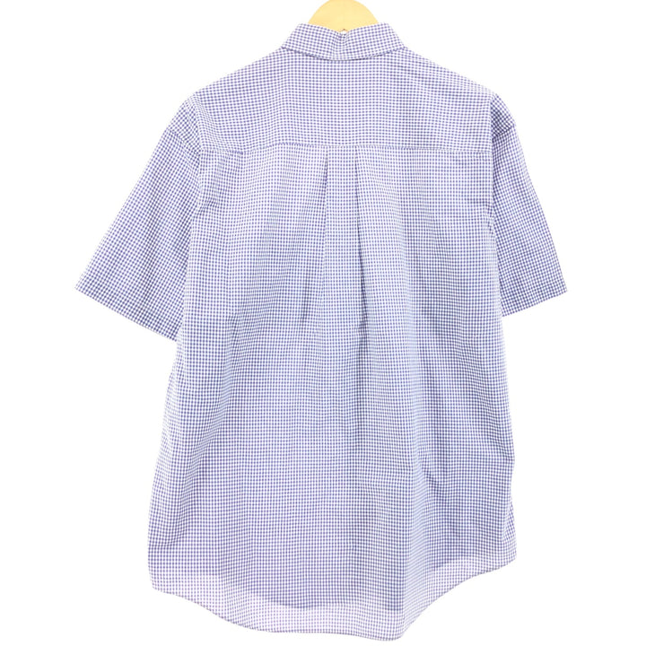 80s-90'S LLBean Gingham Check Short Sleeve Cotton Check Shirt Men's Size L cotton purple type Vintage Second Hand