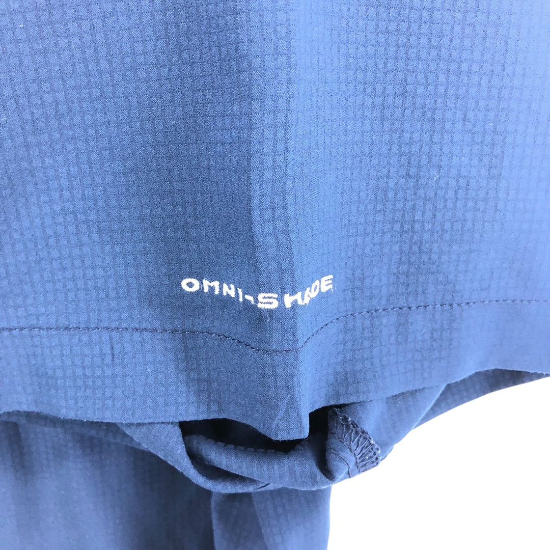 Columbia PFG Button-down Short Sleeve Fishing Shirt, Men's Size L polyester navy blue type Vintage Second Hand