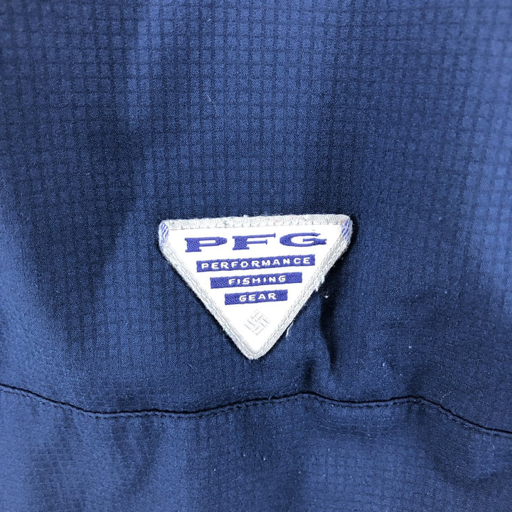Columbia PFG Button-down Short Sleeve Fishing Shirt, Men's Size L polyester navy blue type Vintage Second Hand