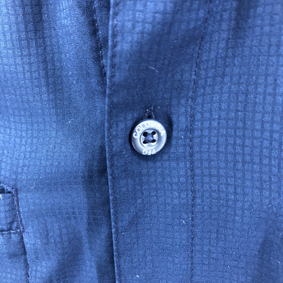 Columbia PFG OMNI-SHADE Button-down Short Sleeve Fishing Shirt, Men's XL polyester Navy blue Vintage Second Hand