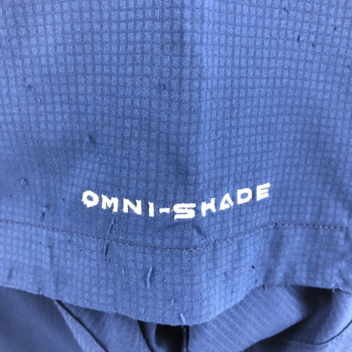 Columbia PFG OMNI-SHADE Button-down Short Sleeve Fishing Shirt, Men's XL polyester Navy blue Vintage Second Hand