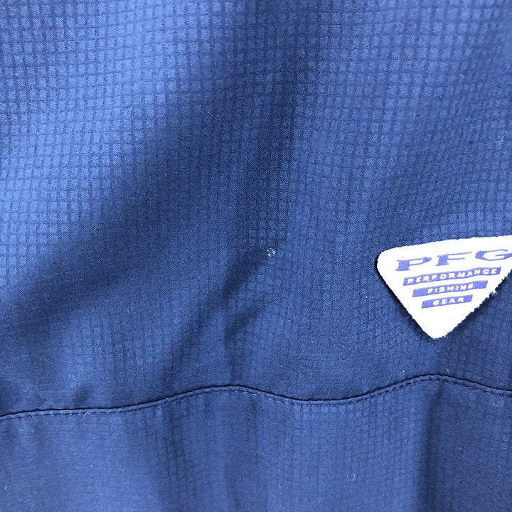 Columbia PFG OMNI-SHADE Button-down Short Sleeve Fishing Shirt, Men's XL polyester Navy blue Vintage Second Hand