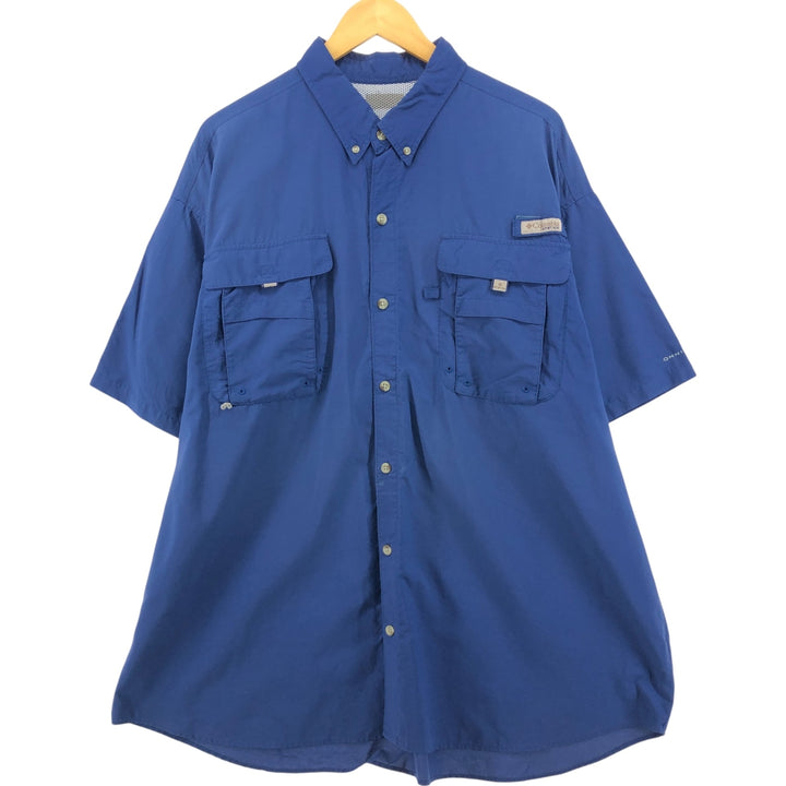 Columbia PFG OMNI-SHADE short sleeve fishing shirt, men's XL size Nylon blue type Vintage Second Hand