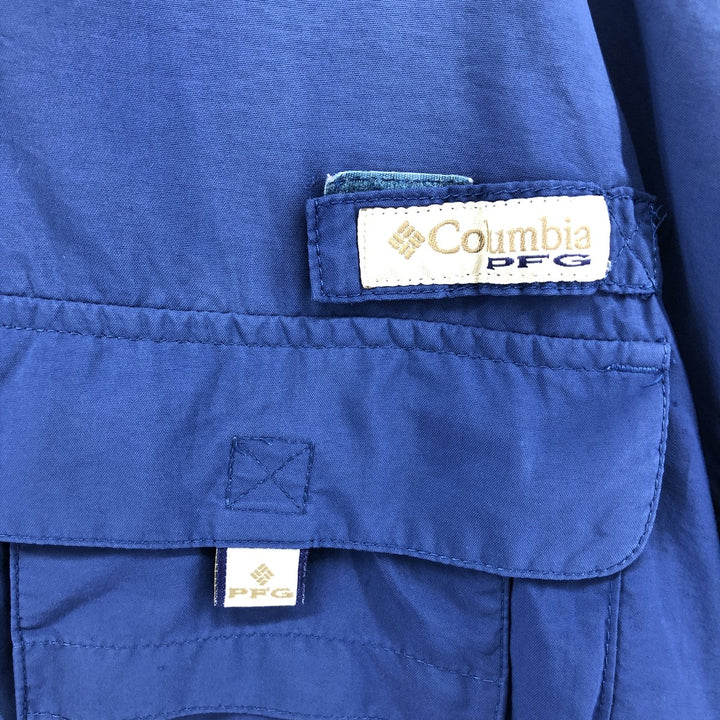 Columbia PFG OMNI-SHADE short sleeve fishing shirt, men's XL size Nylon blue type Vintage Second Hand