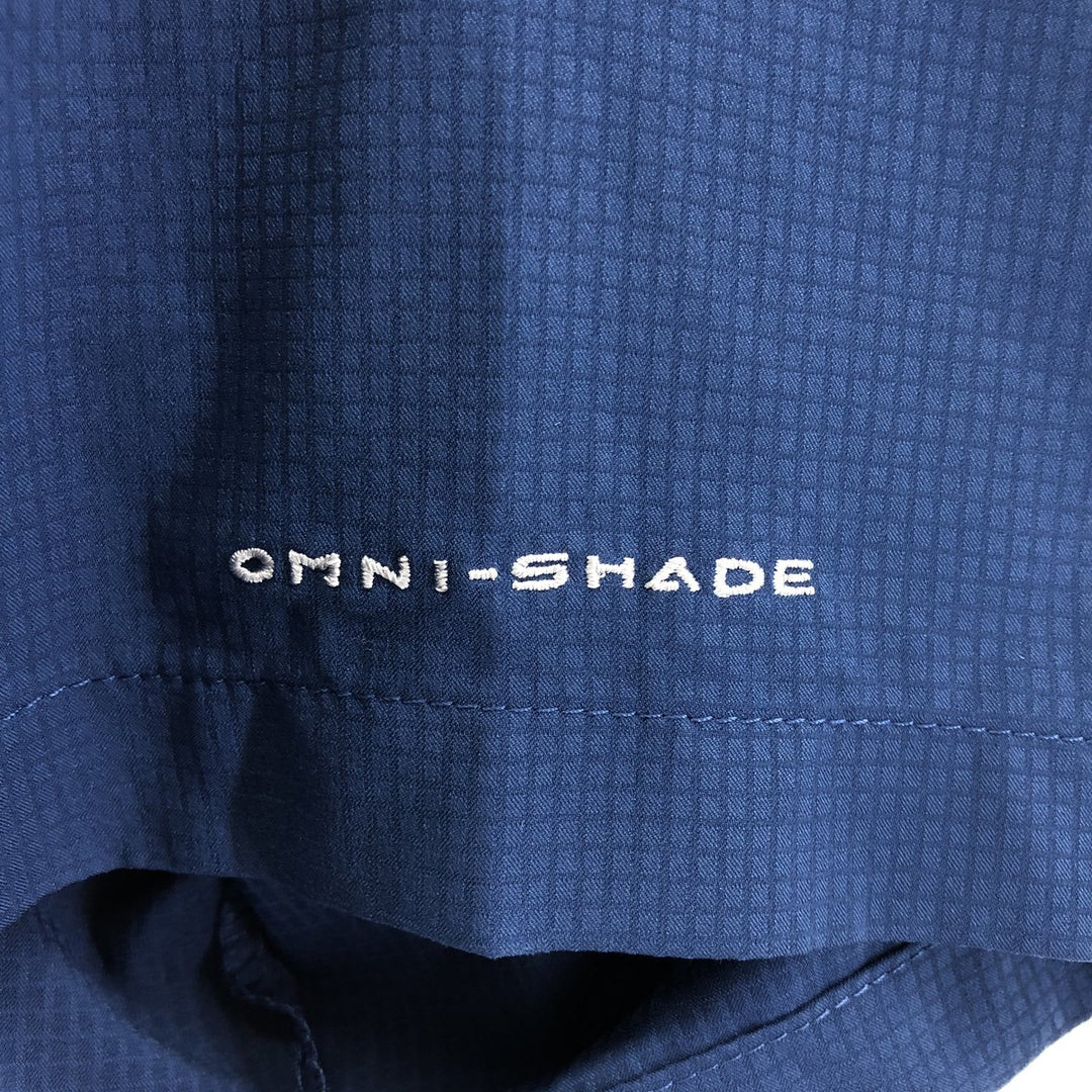Columbia PFG OMNI-SHADE Omni-Shade Button-down Short Sleeve Fishing Shirt, Men's Size L polyester navy blue type Vintage Second Hand