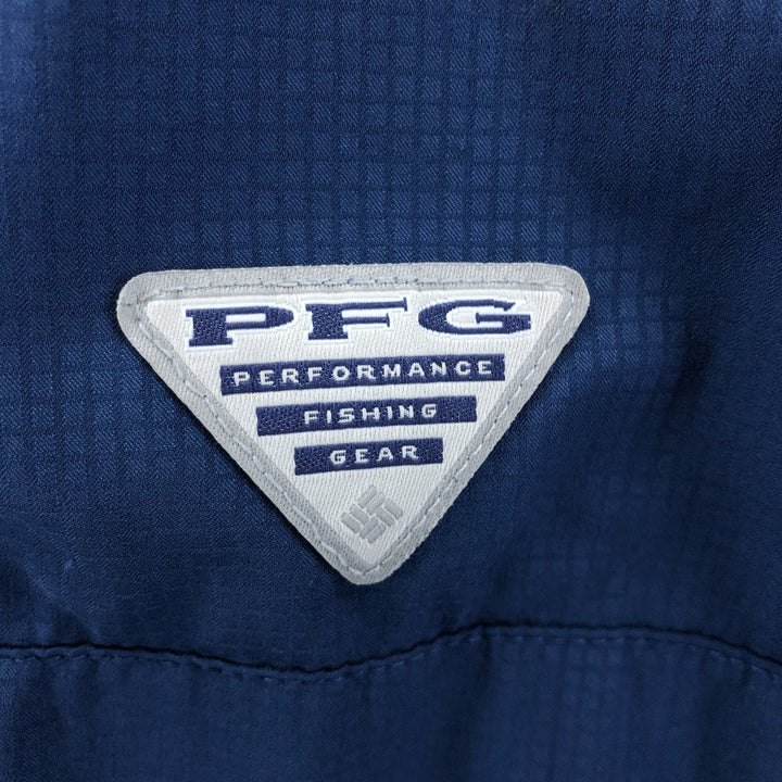 Columbia PFG OMNI-SHADE Omni-Shade Button-down Short Sleeve Fishing Shirt, Men's Size L polyester navy blue type Vintage Second Hand
