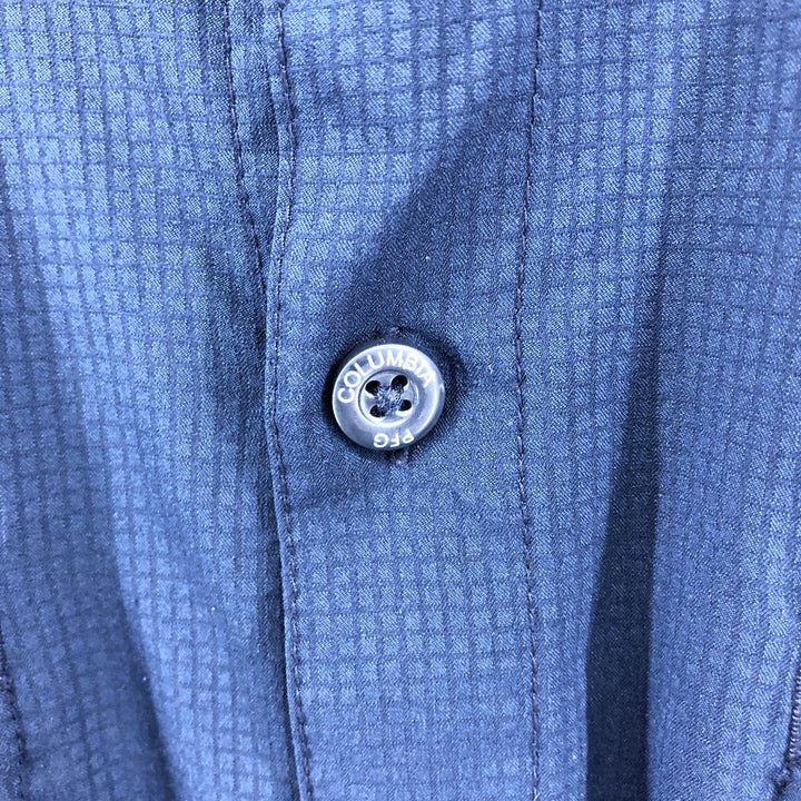 Columbia PFG OMNI-SHADE Button-down Short Sleeve Fishing Shirt, Men's Size L polyester navy blue type Vintage Second Hand