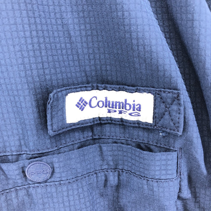 Columbia PFG OMNI-SHADE Button-down Short Sleeve Fishing Shirt, Men's Size L polyester navy blue type Vintage Second Hand