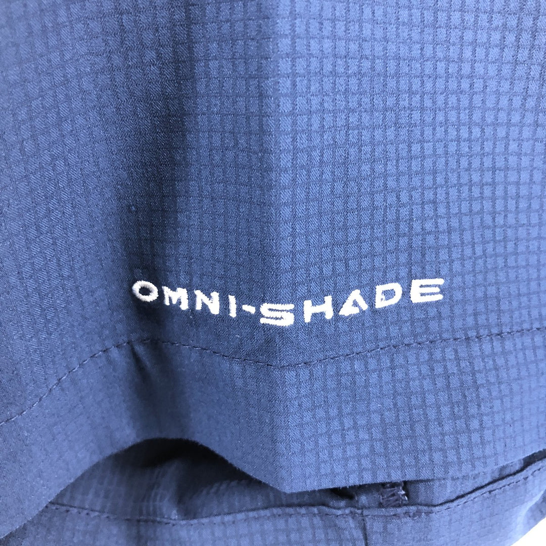 Columbia PFG OMNI-SHADE Button-down Short Sleeve Fishing Shirt, Men's Size L polyester navy blue type Vintage Second Hand