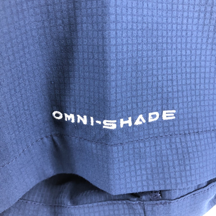 Columbia PFG OMNI-SHADE Button-down Short Sleeve Fishing Shirt, Men's Size L polyester navy blue type Vintage Second Hand