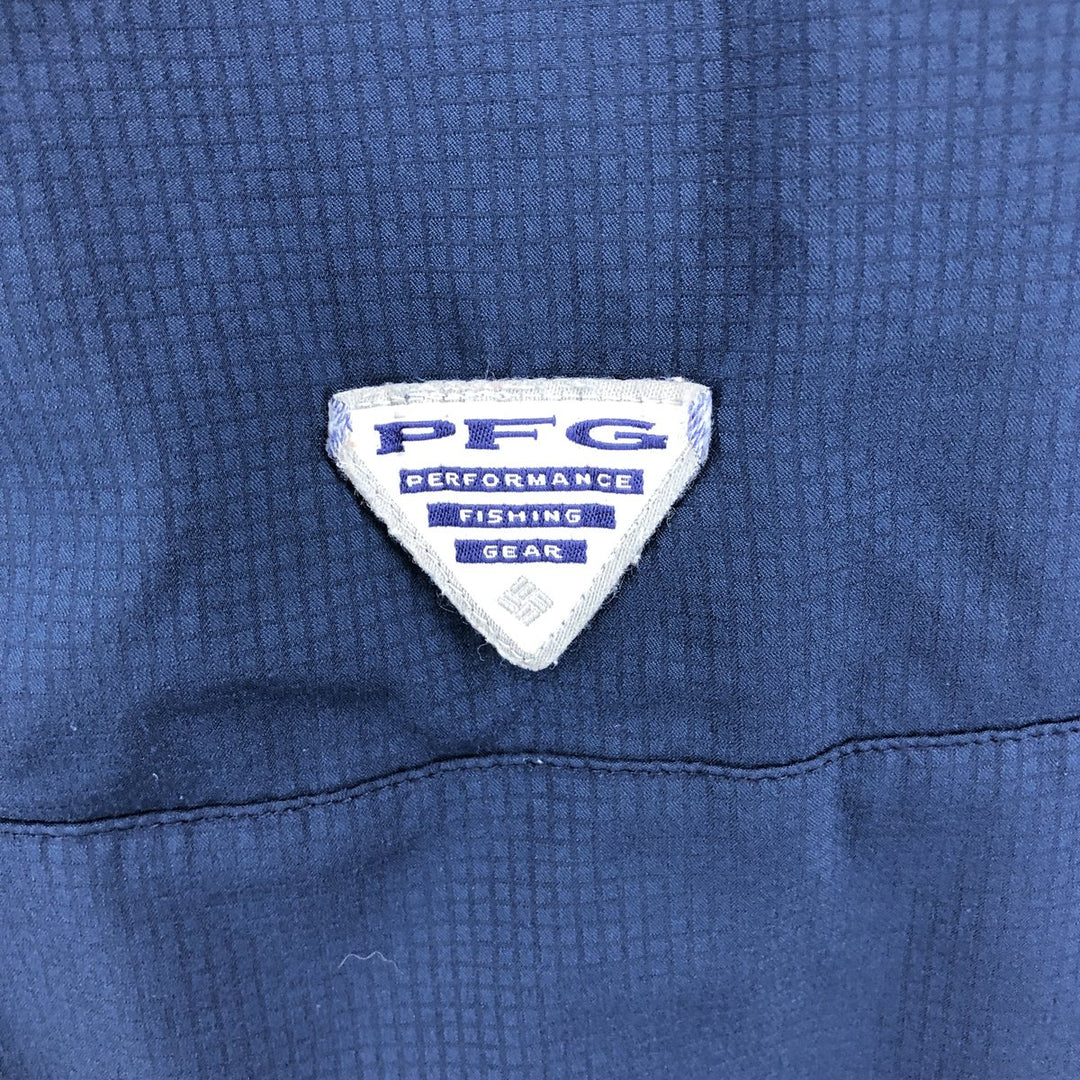 Columbia PFG OMNI-SHADE Button-down Short Sleeve Fishing Shirt, Men's Size L polyester navy blue type Vintage Second Hand