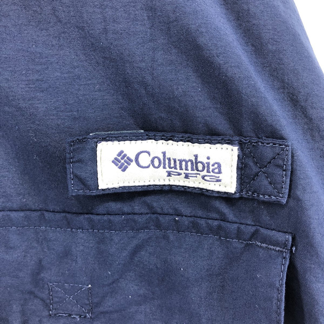 Columbia PFG OMNI-SHADE Button-down Short Sleeve Fishing Shirt, Men's XL Nylon navy blue type Vintage Second Hand