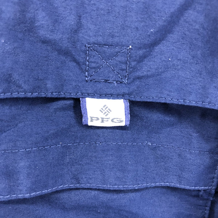 Columbia PFG OMNI-SHADE Button-down Short Sleeve Fishing Shirt, Men's XL Nylon navy blue type Vintage Second Hand