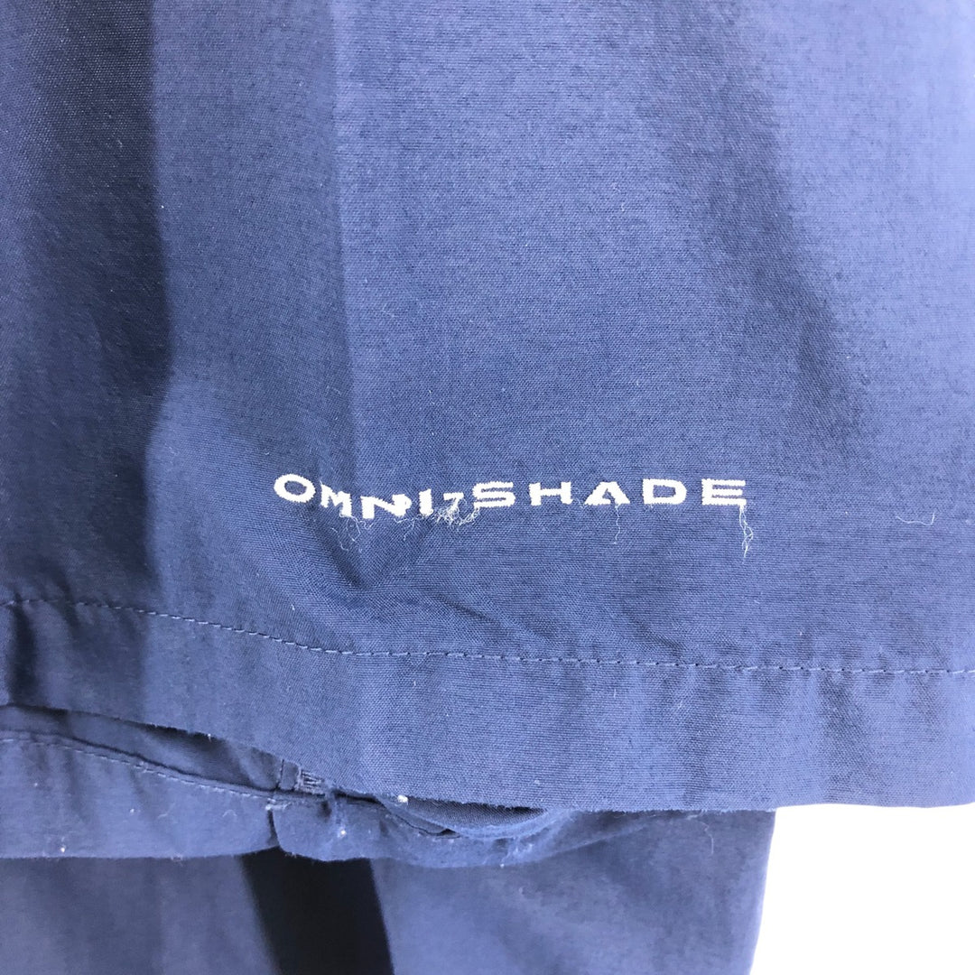 Columbia PFG OMNI-SHADE Button-down Short Sleeve Fishing Shirt, Men's XL Nylon navy blue type Vintage Second Hand