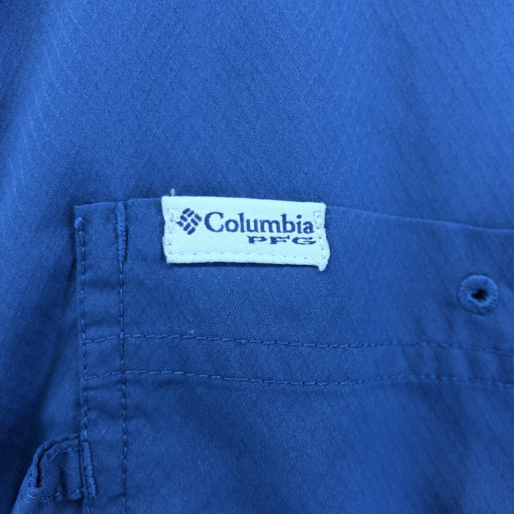 Columbia PFG OMNI-SHADE Open Collar Short Sleeve Fishing Shirt Men's XL polyester navy blue type Vintage Second Hand