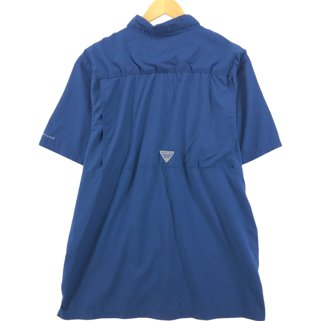 Columbia PFG OMNI-SHADE Ripstop Short Sleeve Fishing Shirt, Box Shirt, Men's XL polyester blue type Vintage Second Hand