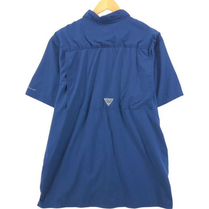 Columbia PFG OMNI-SHADE Ripstop Short Sleeve Fishing Shirt, Box Shirt, Men's XL polyester blue type Vintage Second Hand