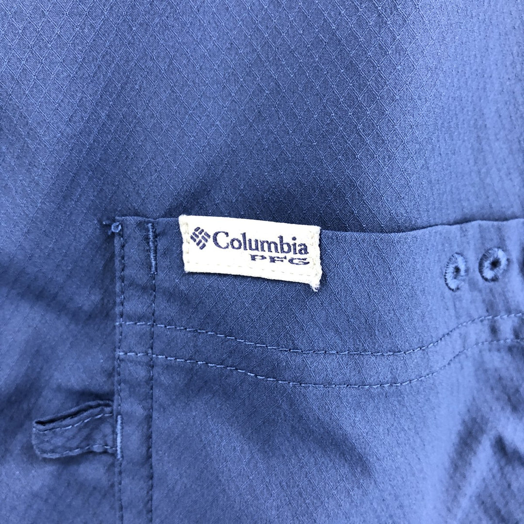 Columbia PFG OMNI-SHADE Ripstop Short Sleeve Fishing Shirt, Box Shirt, Men's XL polyester blue type Vintage Second Hand