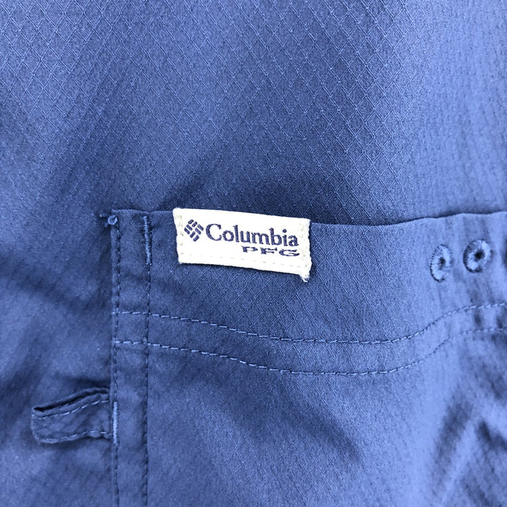 Columbia PFG OMNI-SHADE Ripstop Short Sleeve Fishing Shirt, Box Shirt, Men's XL polyester blue type Vintage Second Hand