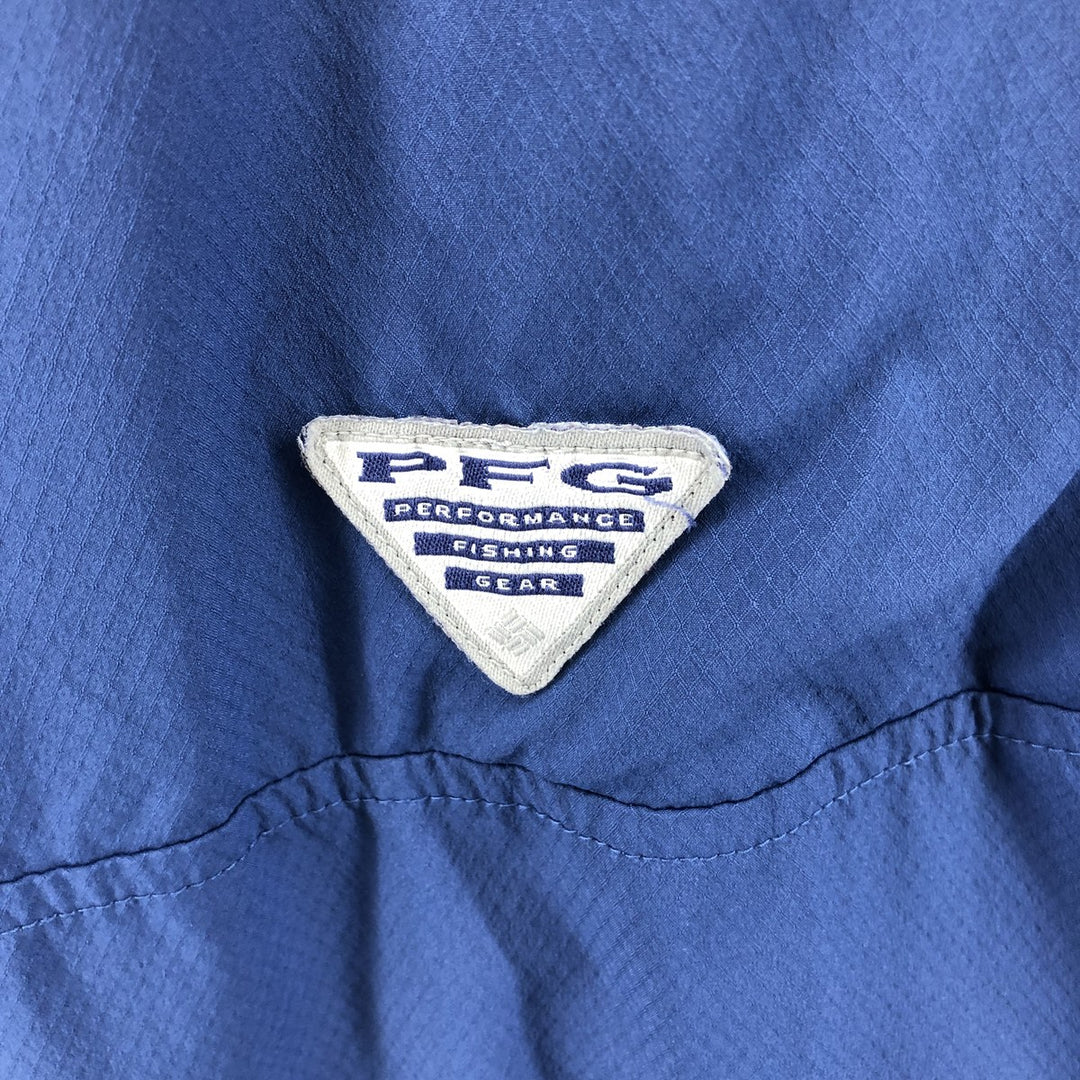 Columbia PFG OMNI-SHADE Ripstop Short Sleeve Fishing Shirt, Box Shirt, Men's XL polyester blue type Vintage Second Hand