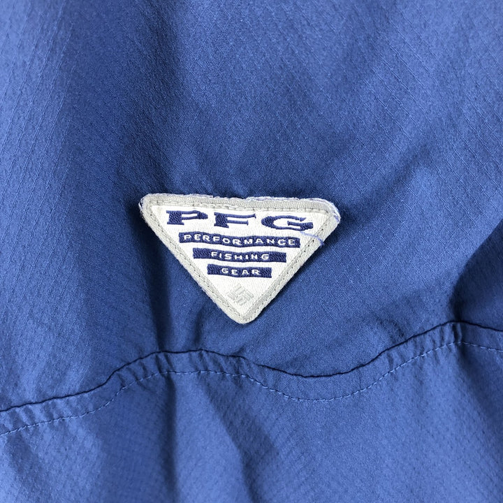 Columbia PFG OMNI-SHADE Ripstop Short Sleeve Fishing Shirt, Box Shirt, Men's XL polyester blue type Vintage Second Hand