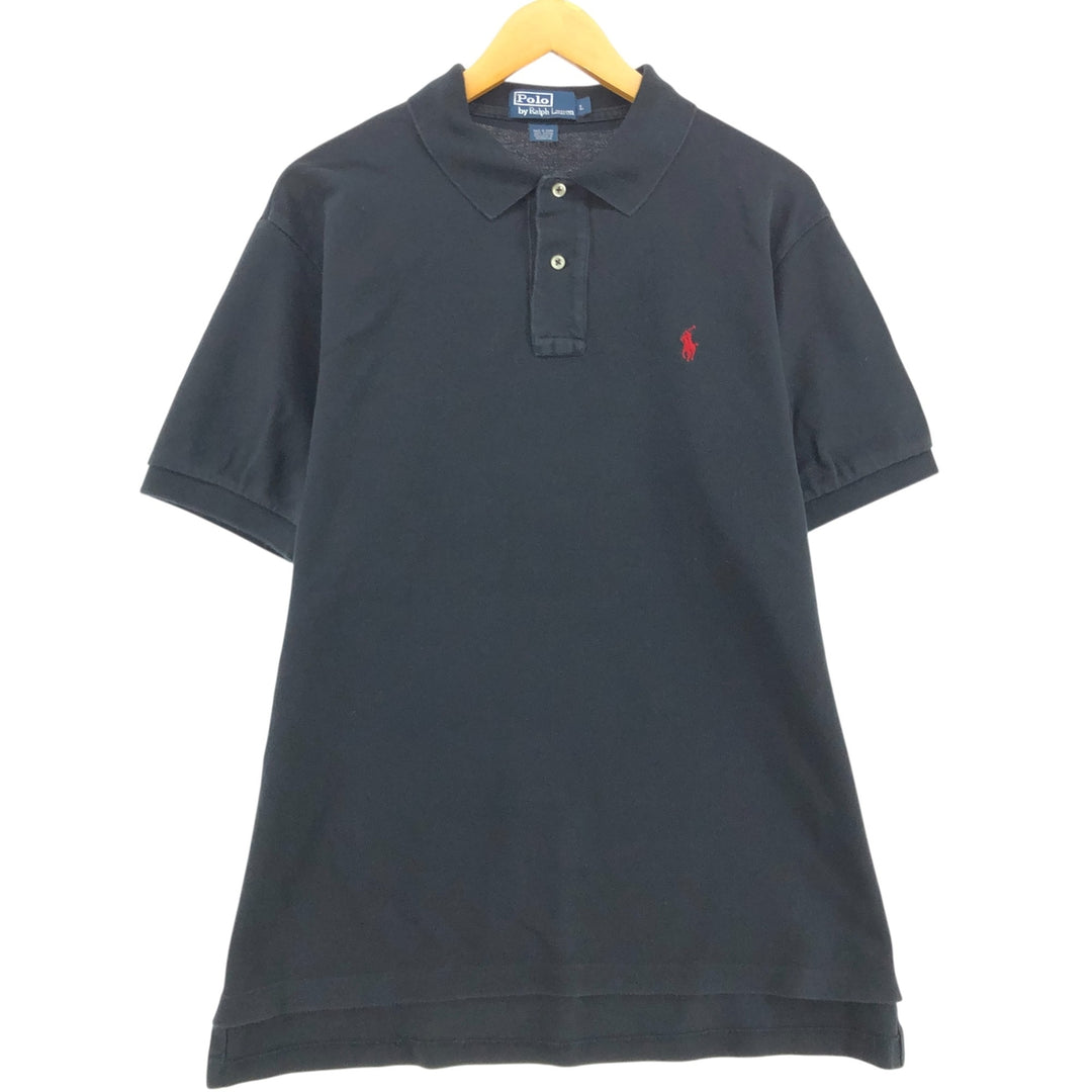 Ralph Lauren POLO by Ralph Lauren short sleeve polo shirt, men's size L cotton black type Vintage Second Hand