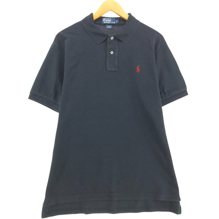 Ralph Lauren POLO by Ralph Lauren short sleeve polo shirt, men's size L cotton black type Vintage Second Hand
