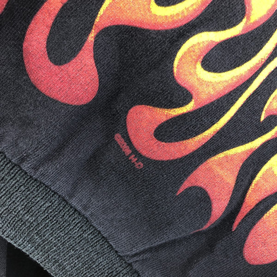 00'S Harley-Davidson Fire Pattern Short Sleeve Polo Shirt Made in USA Men's XL cotton black type Vintage Second Hand