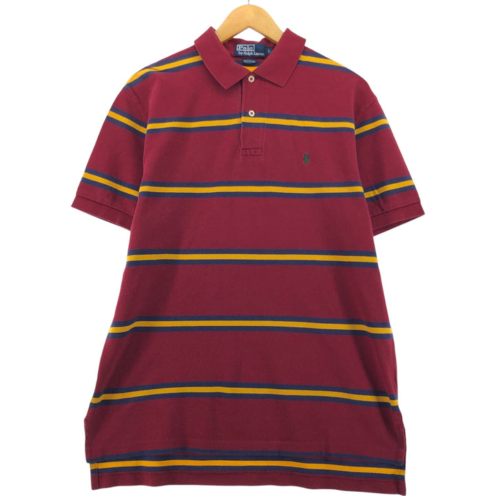 Ralph Lauren POLO by Ralph Lauren short sleeve striped polo shirt, men's size L cotton red type Vintage Second Hand