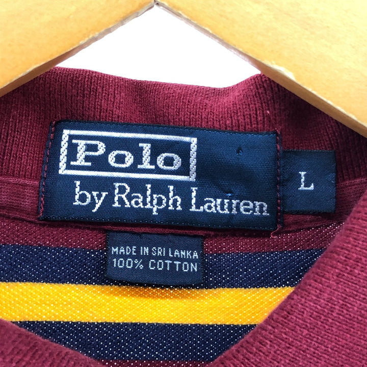 Ralph Lauren POLO by Ralph Lauren short sleeve striped polo shirt, men's size L cotton red type Vintage Second Hand