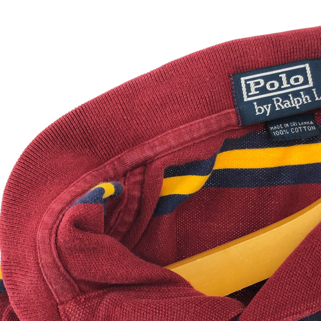 Ralph Lauren POLO by Ralph Lauren short sleeve striped polo shirt, men's size L cotton red type Vintage Second Hand