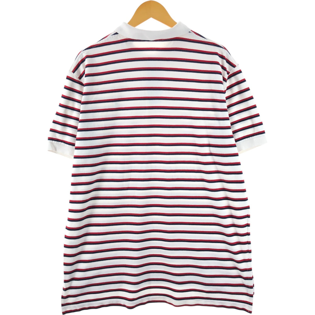 Ralph Lauren POLO by Ralph Lauren short sleeve striped polo shirt, men's XL size cotton white type Vintage Second Hand