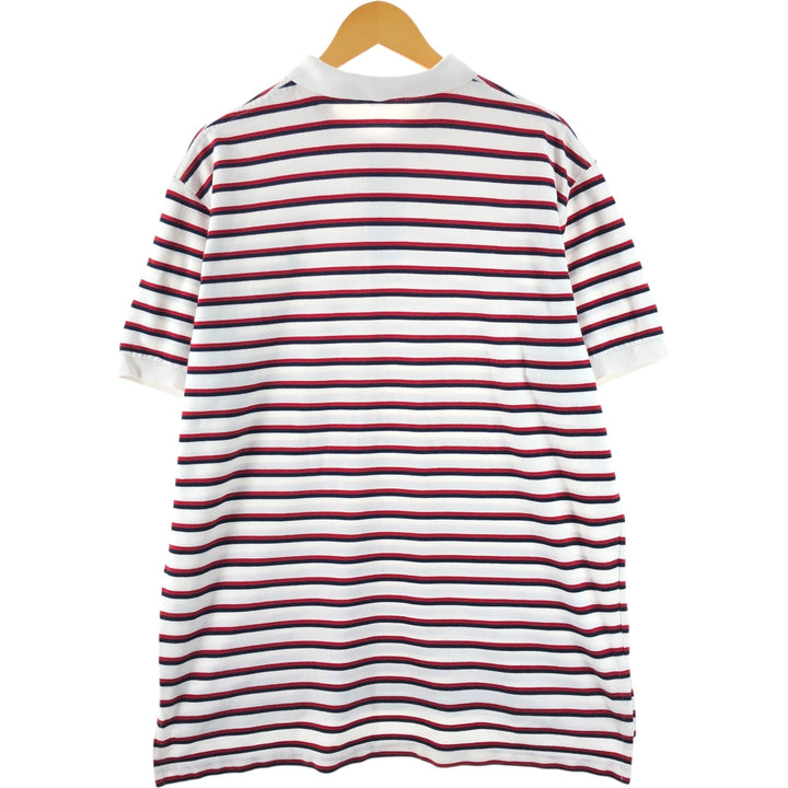Ralph Lauren POLO by Ralph Lauren short sleeve striped polo shirt, men's XL size cotton white type Vintage Second Hand