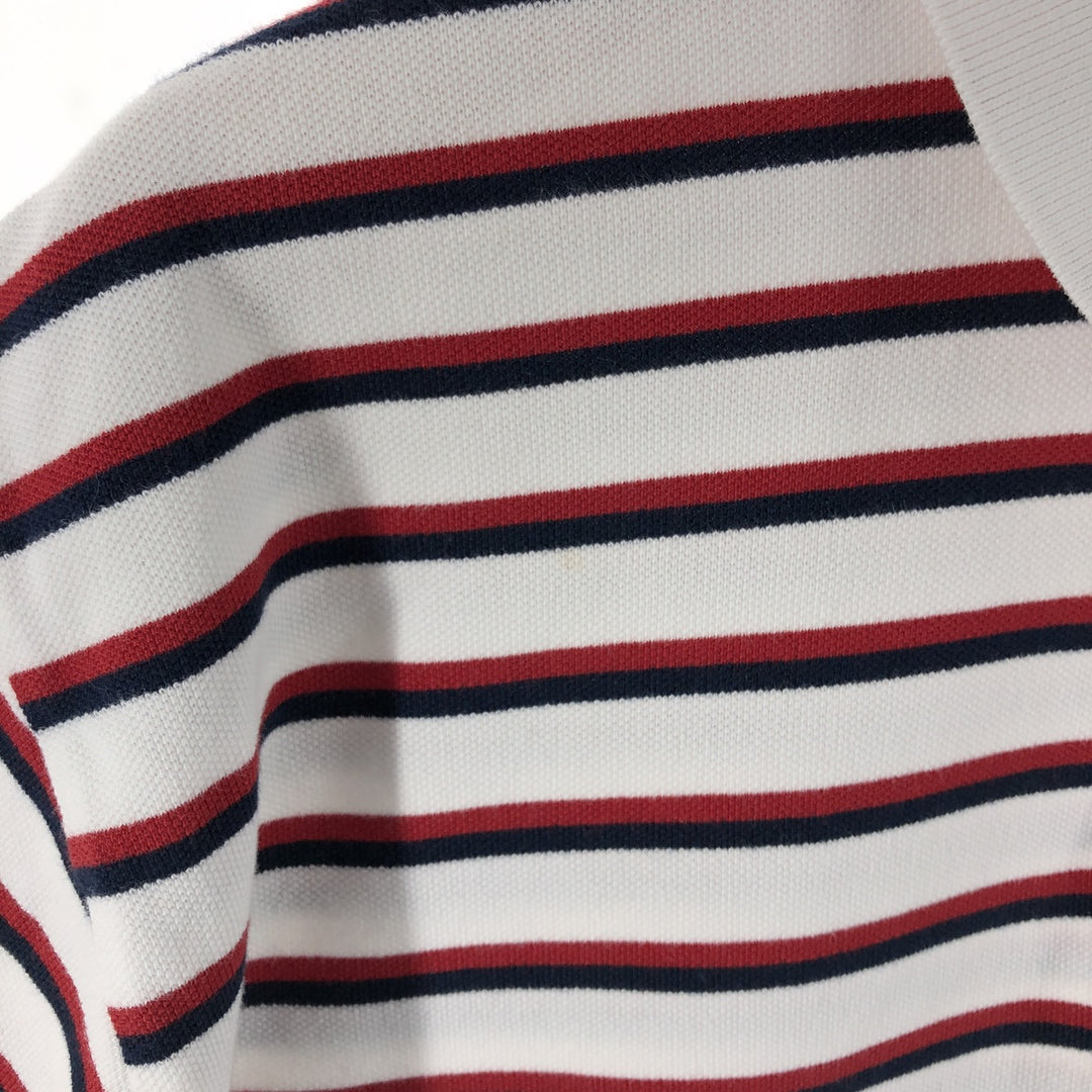 Ralph Lauren POLO by Ralph Lauren short sleeve striped polo shirt, men's XL size cotton white type Vintage Second Hand