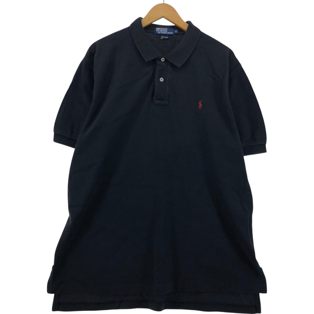 Ralph Lauren POLO by Ralph Lauren short sleeve polo shirt, men's XL size cotton black type Vintage Second Hand