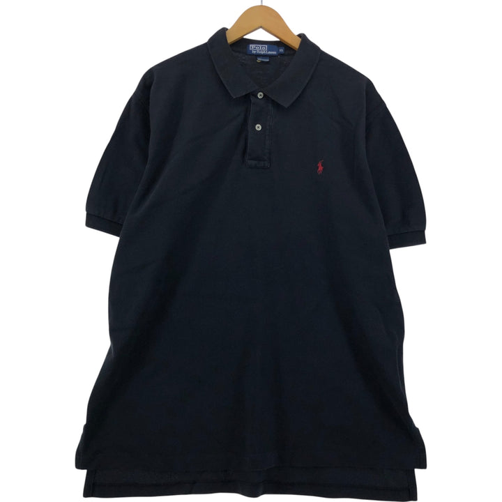 Ralph Lauren POLO by Ralph Lauren short sleeve polo shirt, men's XL size cotton black type Vintage Second Hand